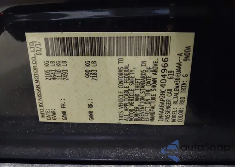 2017 Nissan Maxima 3.5 Sl from USA, damaged, VIN 1N4AA6AP2HC404966